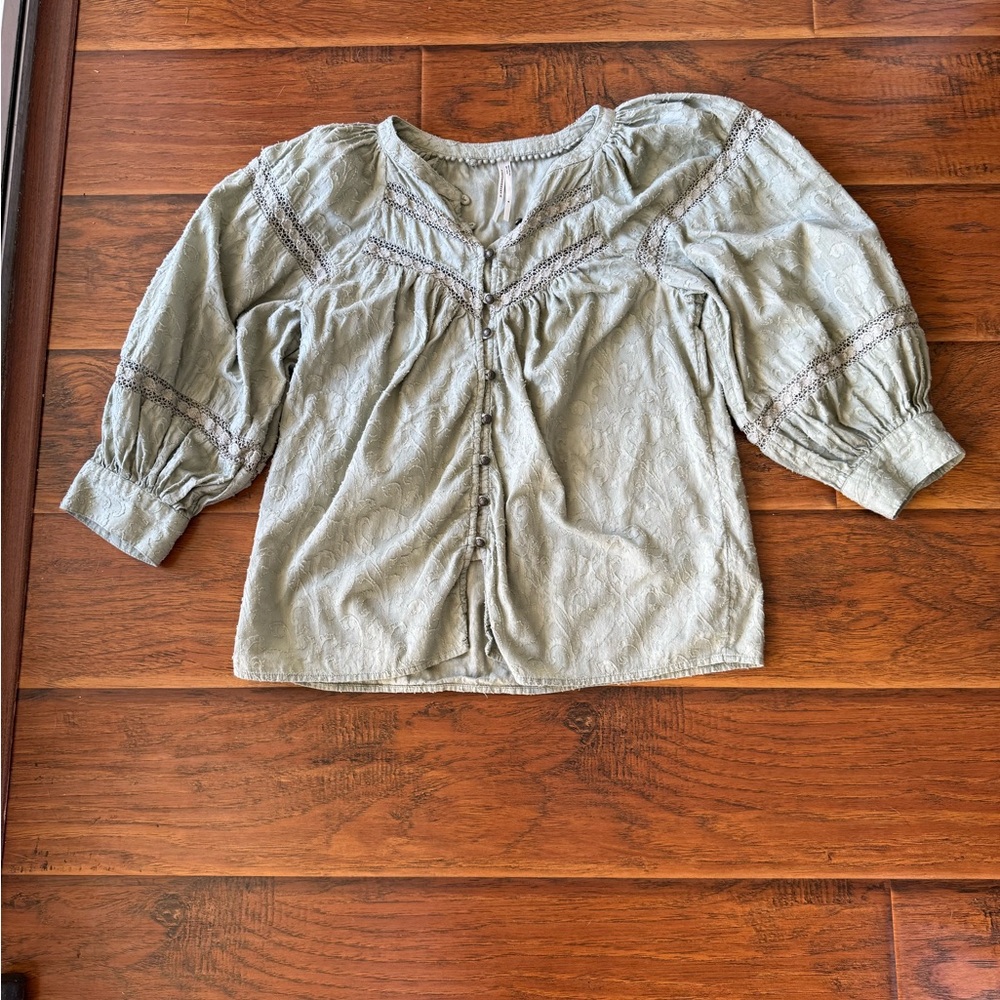 Green Button-Up Top